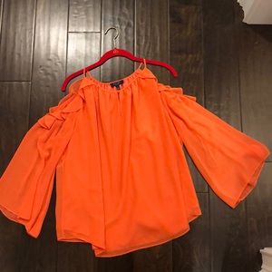 Orange Cold Shoulder Top